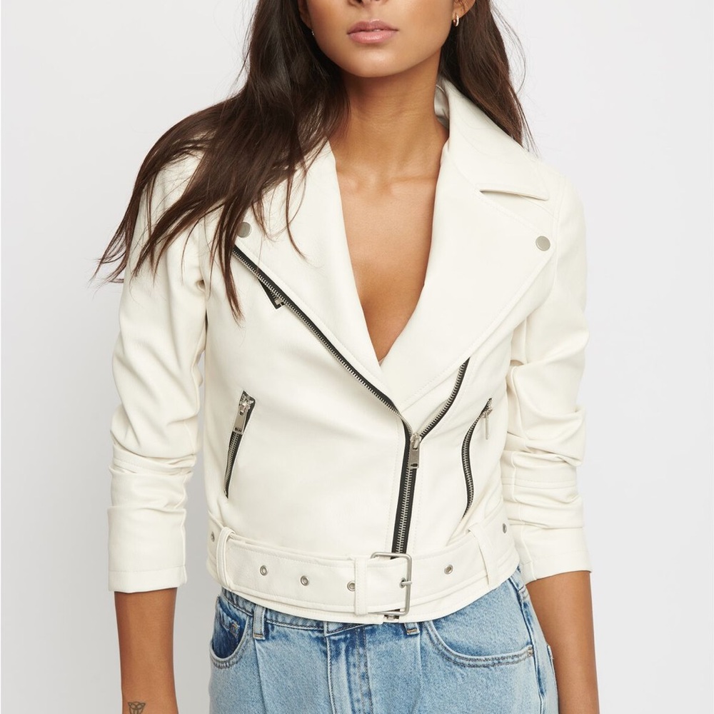 Dynamite - White Moto Faux Leather Jacket